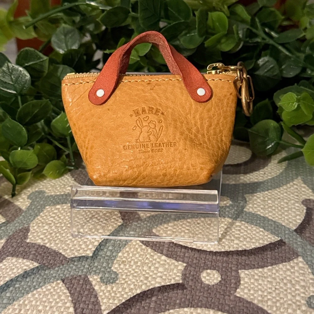 Tan Leather Women's Bag Keychain